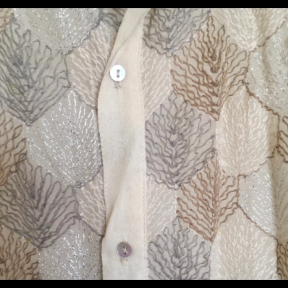 Burning Torch Cream Button Down Blouse. - image 3